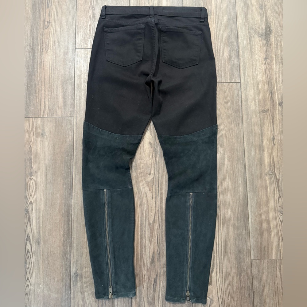 J Brand Vicious Lamb Leather Panel Skinny Pants Black Size 26
